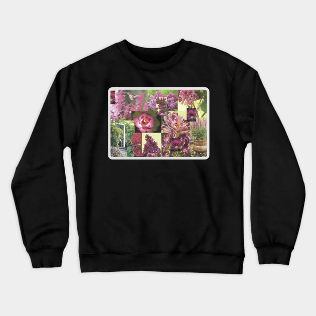 Purple Flowers Collage Crewneck Sweatshirt by The Golden Palomino